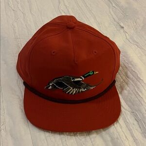 Unisex Red Baseball Cap with Bird Detail/Embroidery